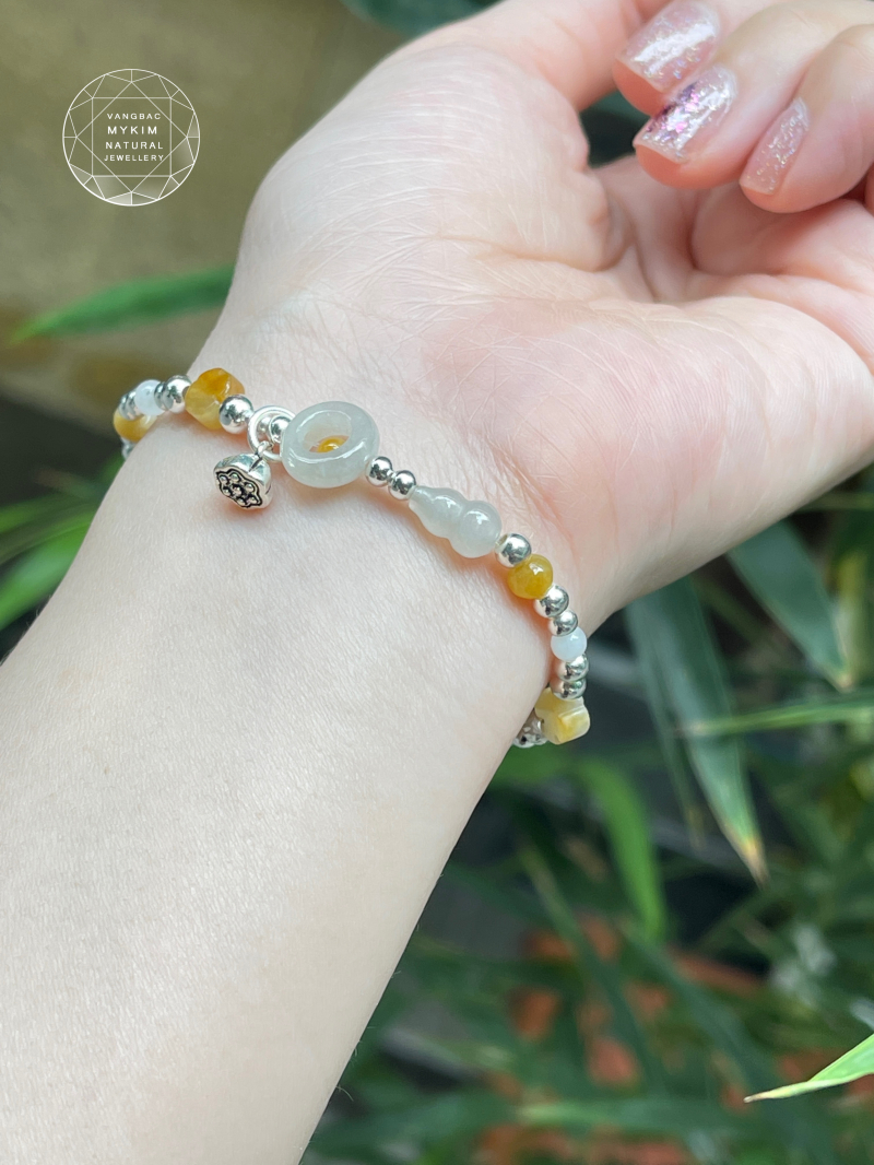 Vòng Băng Ngọc Phỉ Thúy Jadeite mix Bạc 925 cao cấp