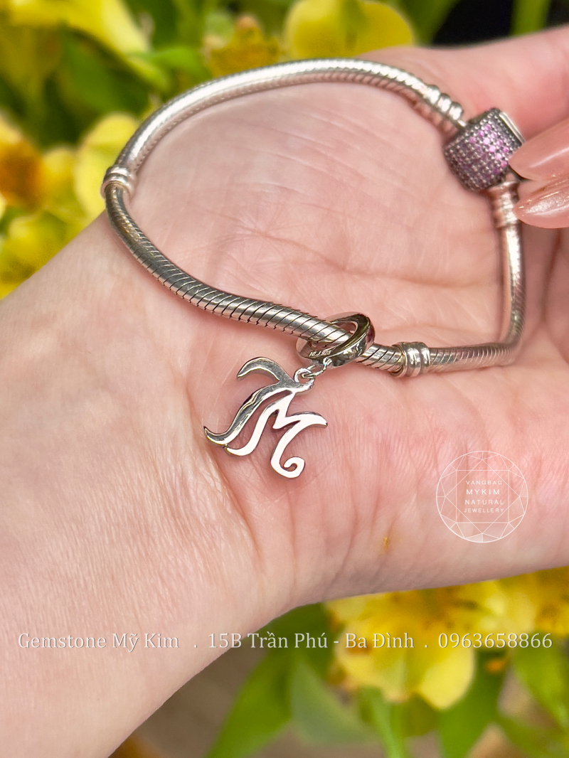 Vòng Pan Bạc si vàng trắng - Charm Treo Chữ Đôi - Đặt Theo Yêu Cầu