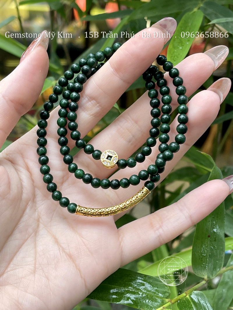 💚 Vòng Đá Sơn Thủy mix Charm Vàng 10K Ummani & Kim Tiền | Kết Nối Tĩnh Tâm – Tượng Trưng Phong Thủy An Yên & Hài Hòa ✨