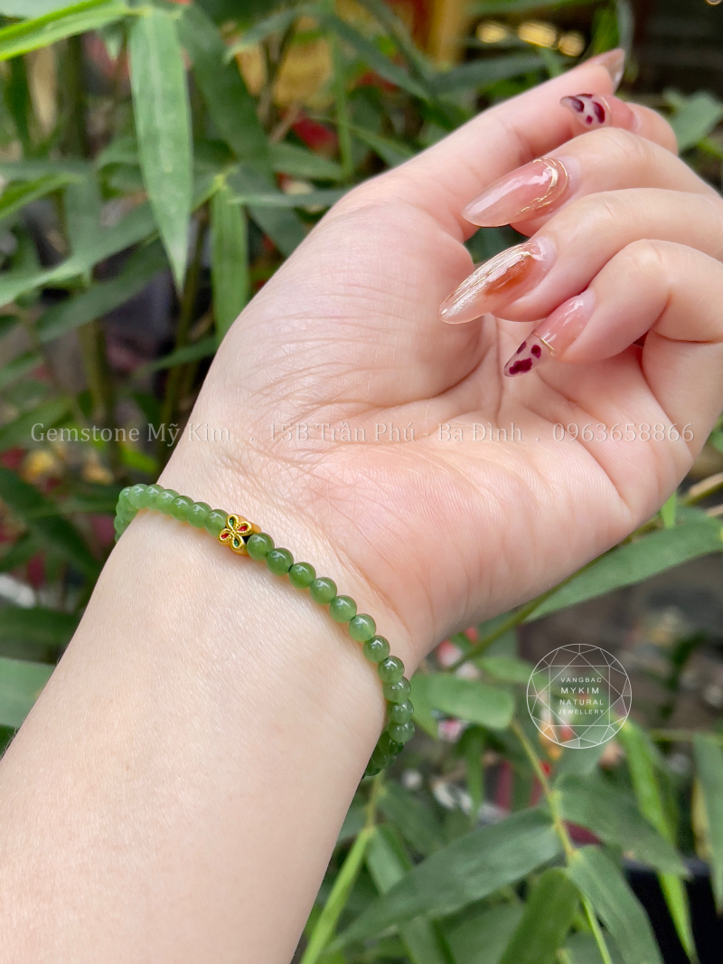 Vòng Ngọc Bích 4mm VIP • ✨ Mix Vàng • Trang Sức Phong Thủy Tài Lộc, Bình An