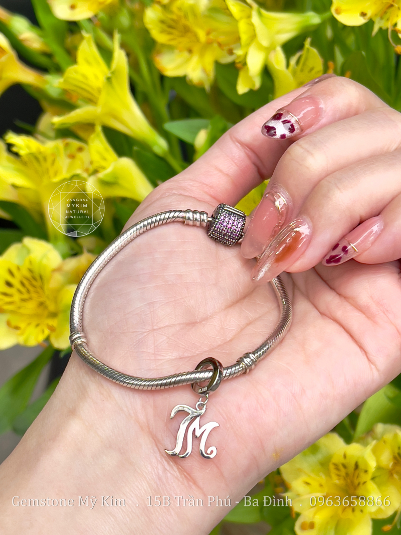 Vòng Pan Bạc si vàng trắng - Charm Treo Chữ Đôi - Đặt Theo Yêu Cầu