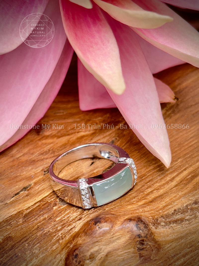 Nhẫn Băng Xanh Ngọc Phỉ Thúy - Jadeite VIP - Vàng Trắng 14k - 18k