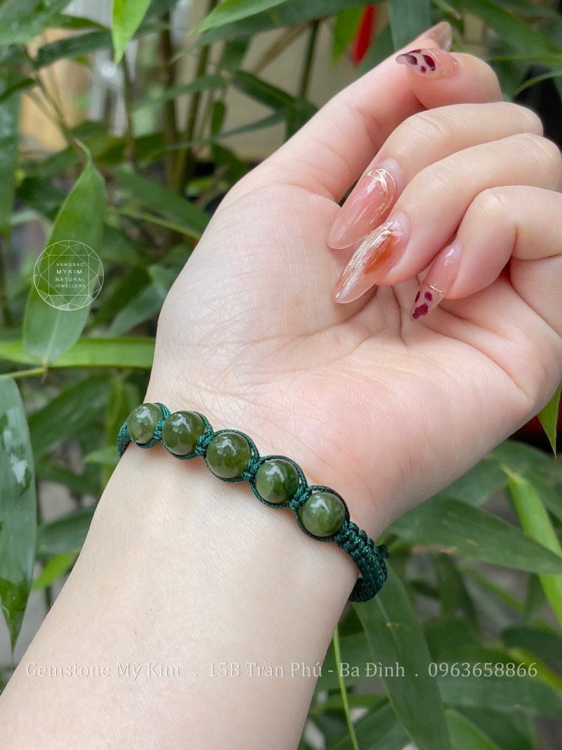Dây Tết Ngọc Bích Nephrite 5 viên