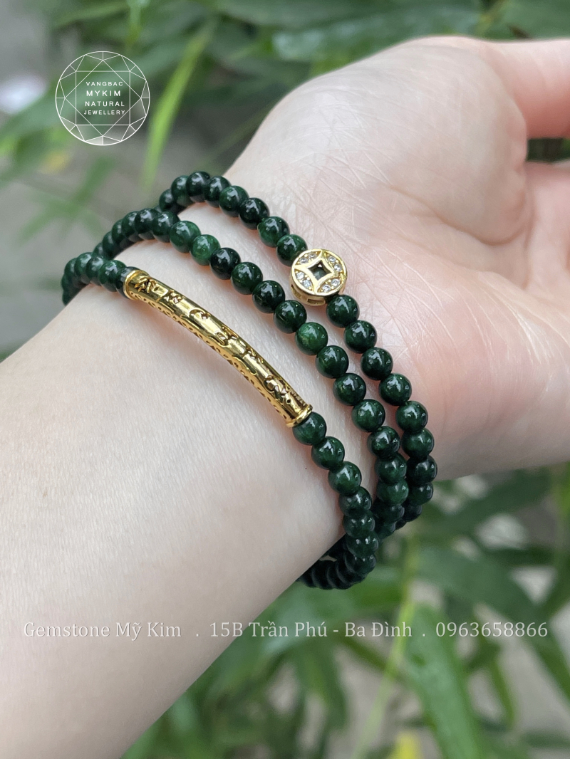 💚 Vòng Đá Sơn Thủy mix Charm Vàng 10K Ummani & Kim Tiền | Kết Nối Tĩnh Tâm – Tượng Trưng Phong Thủy An Yên & Hài Hòa ✨