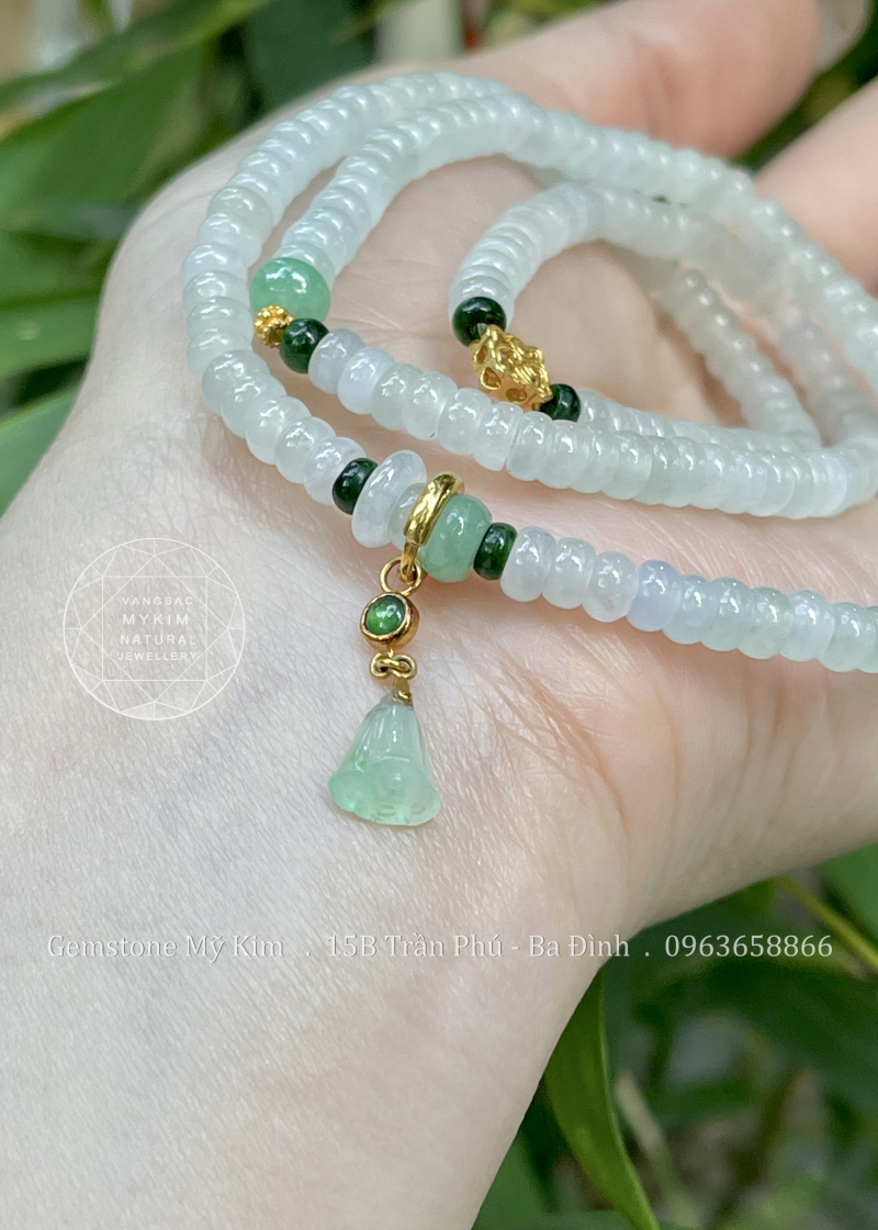 💚 Vòng Băng Ngọc Phỉ Thúy – Jadeite VIP –  Charm Đài Sen