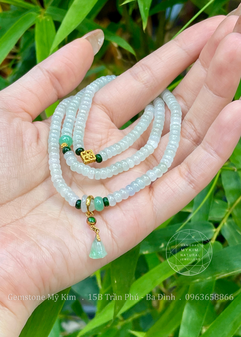 💚 Vòng Băng Ngọc Phỉ Thúy – Jadeite VIP –  Charm Đài Sen