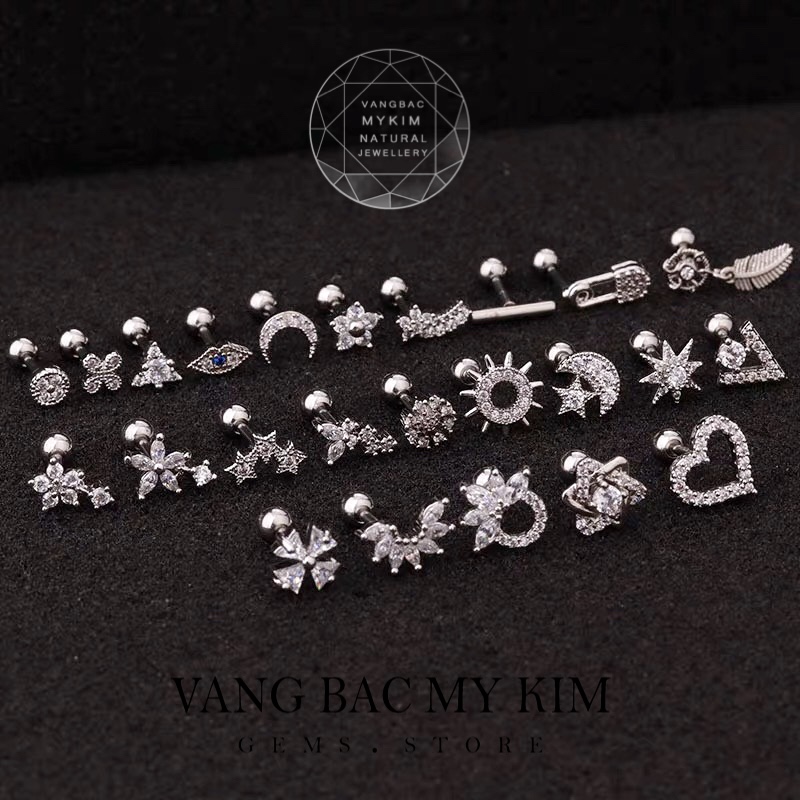 Bông Tai Nụ Kiểu - Vàng Trắng 10k - 14k - 18k đặt theo yêu cầu