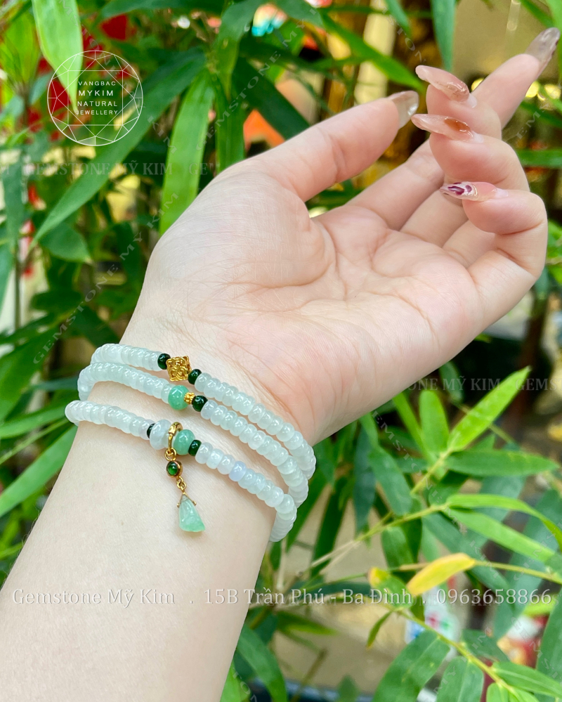 💚 Vòng Băng Ngọc Phỉ Thúy – Jadeite VIP –  Charm Đài Sen