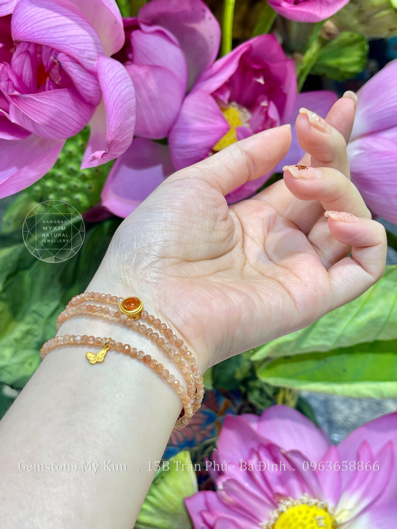 Set Vòng Đá Mặt Trời - Sunstone mix PK Bạc mạ vàng 