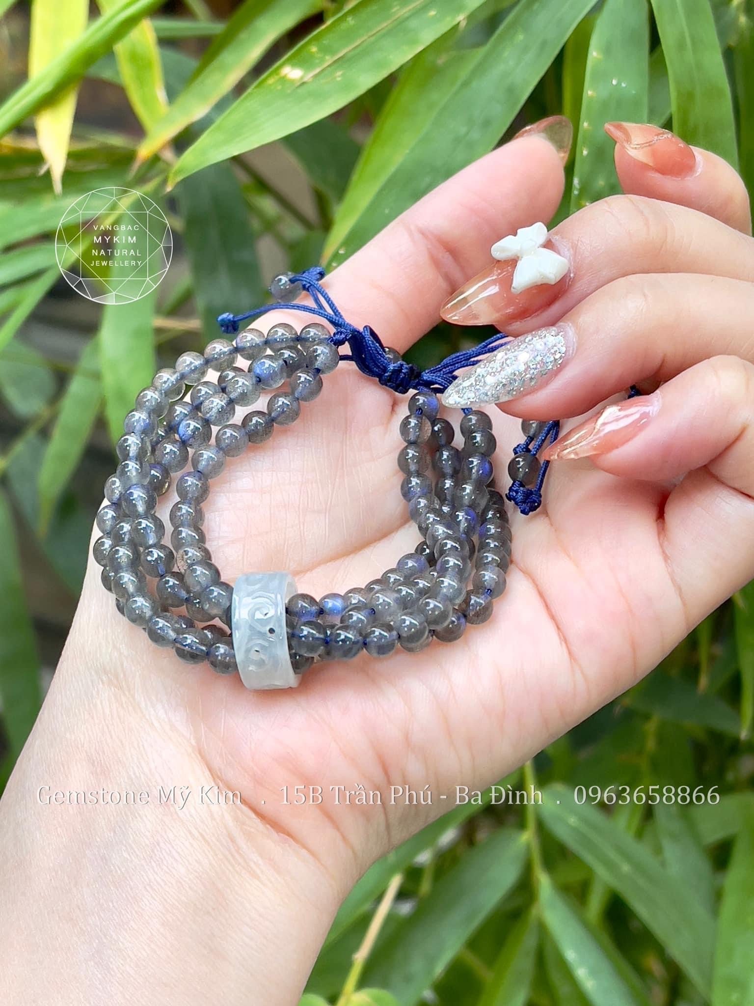 🌑 Vòng Mặt Trăng Đen mix Băng Ngọc Phỉ Thúy điêu khắc - Jadeite VIP