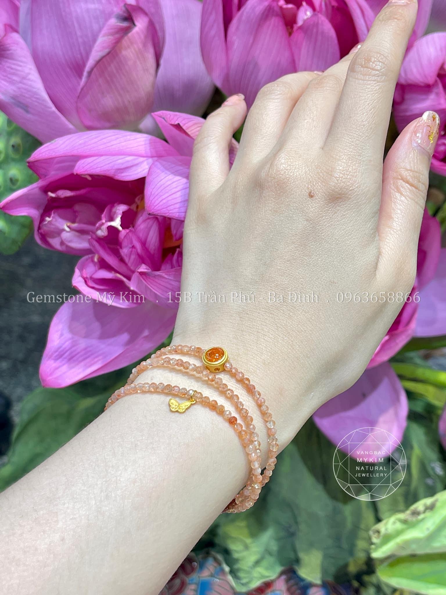 Set Vòng Đá Mặt Trời - Sunstone mix PK Bạc mạ vàng 