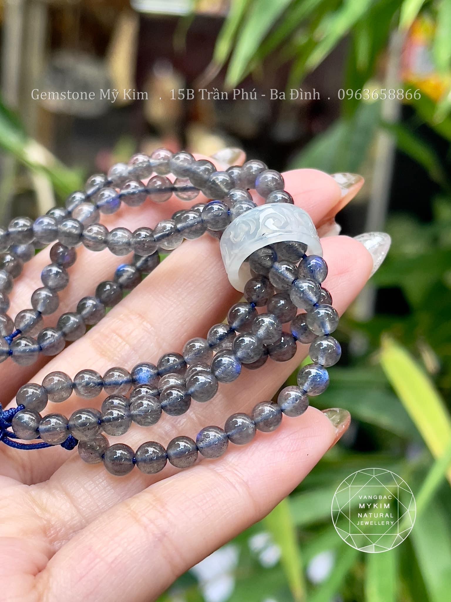 🌑 Vòng Mặt Trăng Đen mix Băng Ngọc Phỉ Thúy điêu khắc - Jadeite VIP