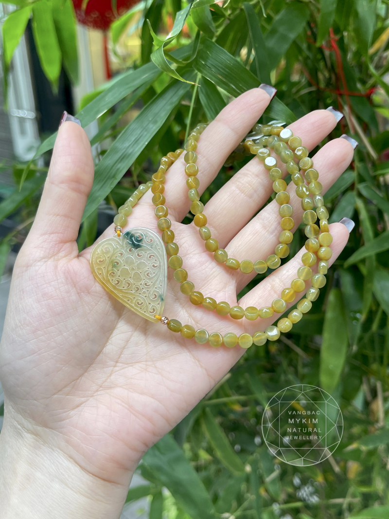 Dây Chuyền Ngọc Phỉ Thúy Lá Bồ Đề - Jadeite VIP - Vàng Hồng 18k