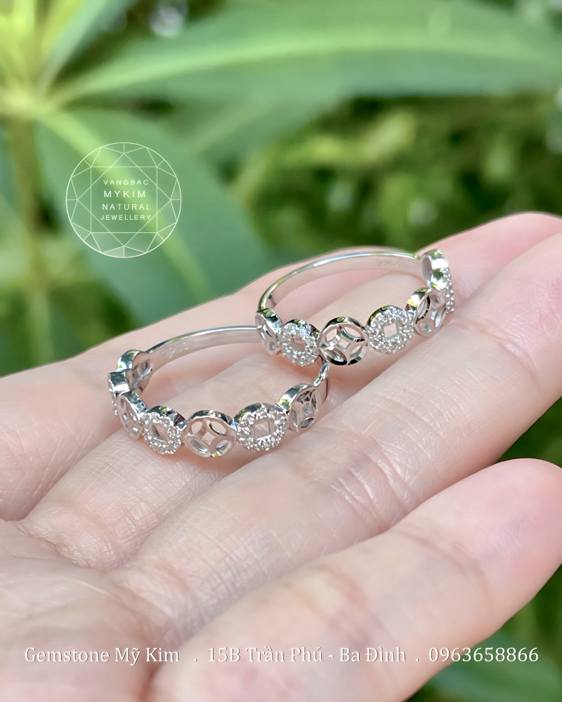 Nhẫn Kim Tiền Vàng Trắng 10k - 14k