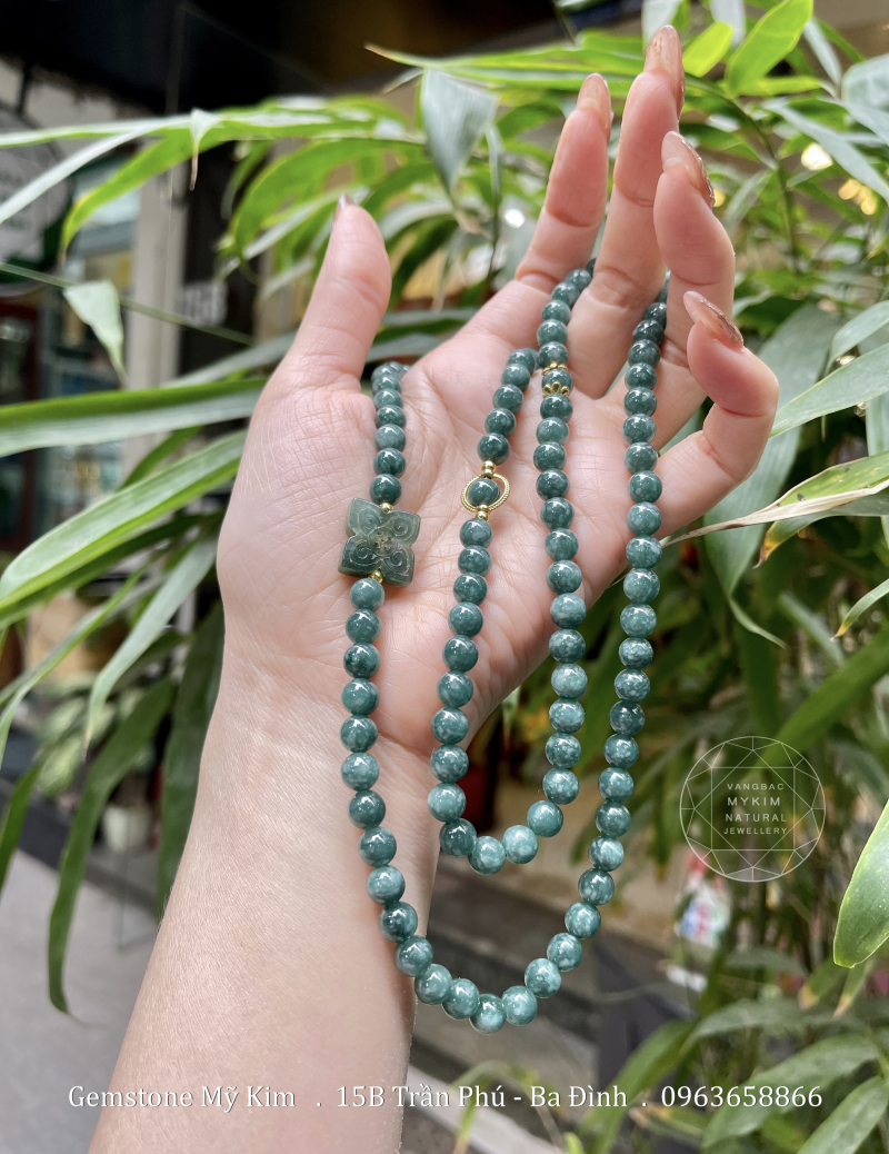 🍃 Vòng Lam Ngọc Phỉ Thúy Cỏ Bốn Lá điêu khắc – Jadeite VIP – PK Bi Vàng 10k | Trang Sức Phong Thủy May Mắn