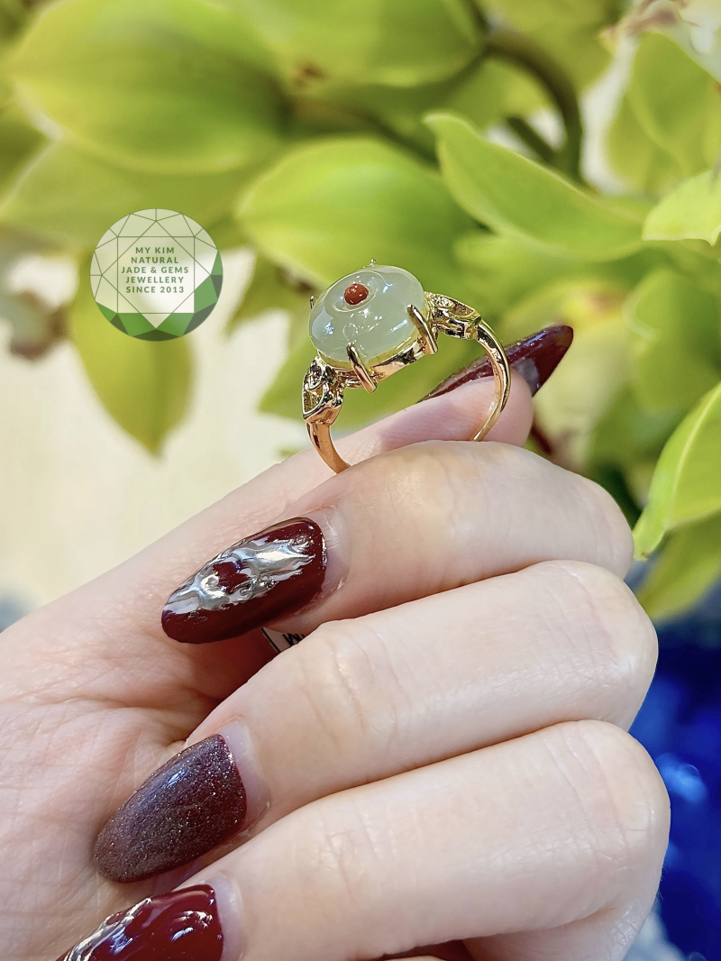 Nhẫn Ngọc Hetian - Silver & Gold 18k