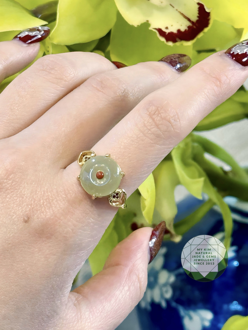 Nhẫn Ngọc Hetian - Silver & Gold 18k
