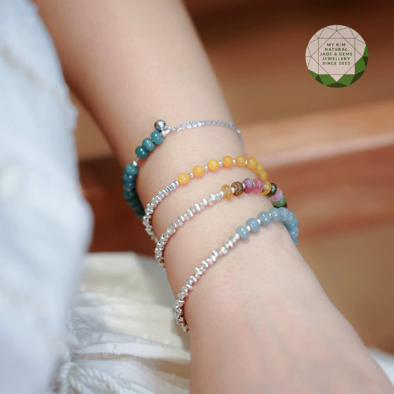 Lắc Tay Bạc 925 mix Ngọc Đá Thiên Nhiên