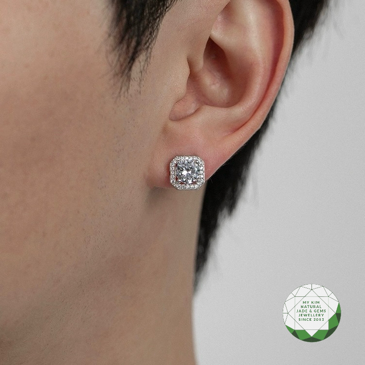 BST Bông Tai Nụ Cho Nam - Bạc si vàng trắng