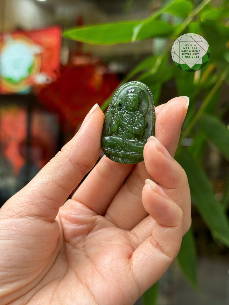 Mặt Phật Bản Mệnh • 🍀 Ngọc Bích Nephrite Jade • Trang Sức Phong Thủy Bình An, Tài Lộc