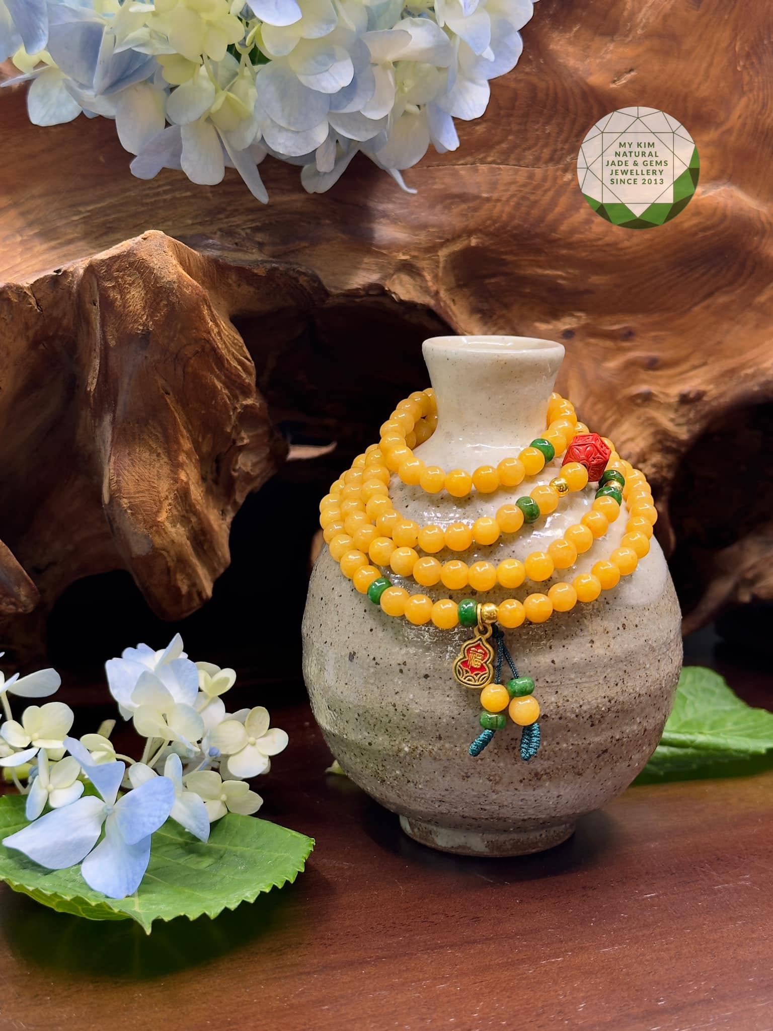 Chuỗi Vòng Hồng Phỉ Thúy Jadeite - mix Hồ Lô Vàng 24k - Vip