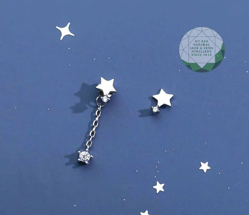 Bông tai Ngôi sao bạc si vàng trắng cao cấp