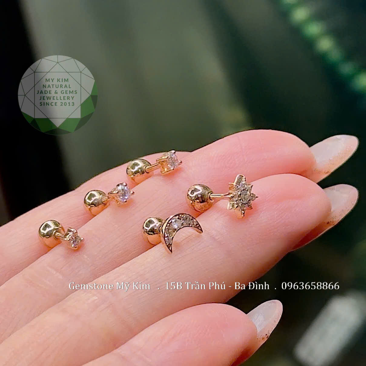 Bông Tai Nụ Vàng Hồng 10k - 14k