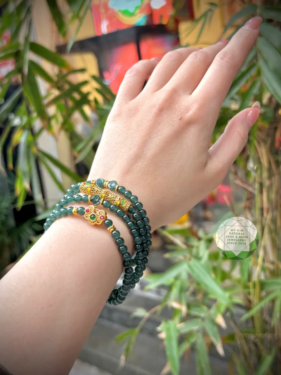 💎 Vòng Lam Ngọc Phỉ Thúy Mix Charm Vàng Khóa Trường Mệnh & Thanh Trúc | Trang Sức Thiết Kế Riêng Biệt