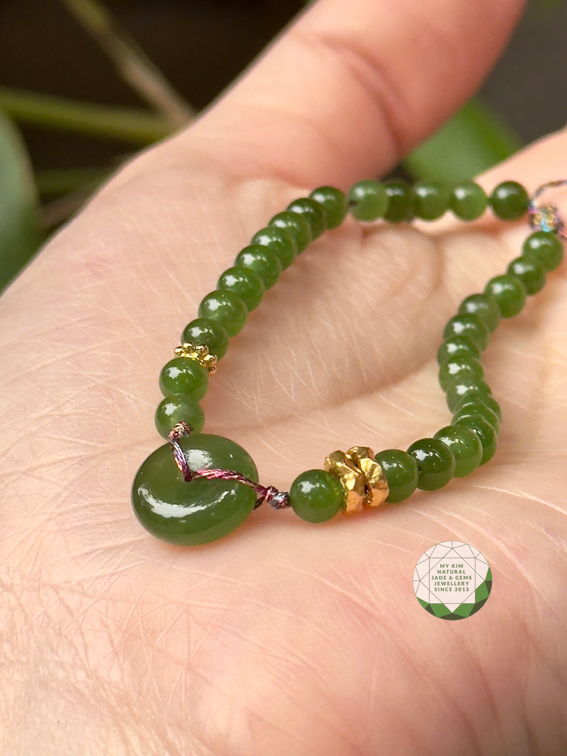 Dây Tết Đồng Điếu Ngọc Bích 4mm VIP • ✨ Charm Vàng • Trang Sức Phong Thủy Tài Lộc & Bình An