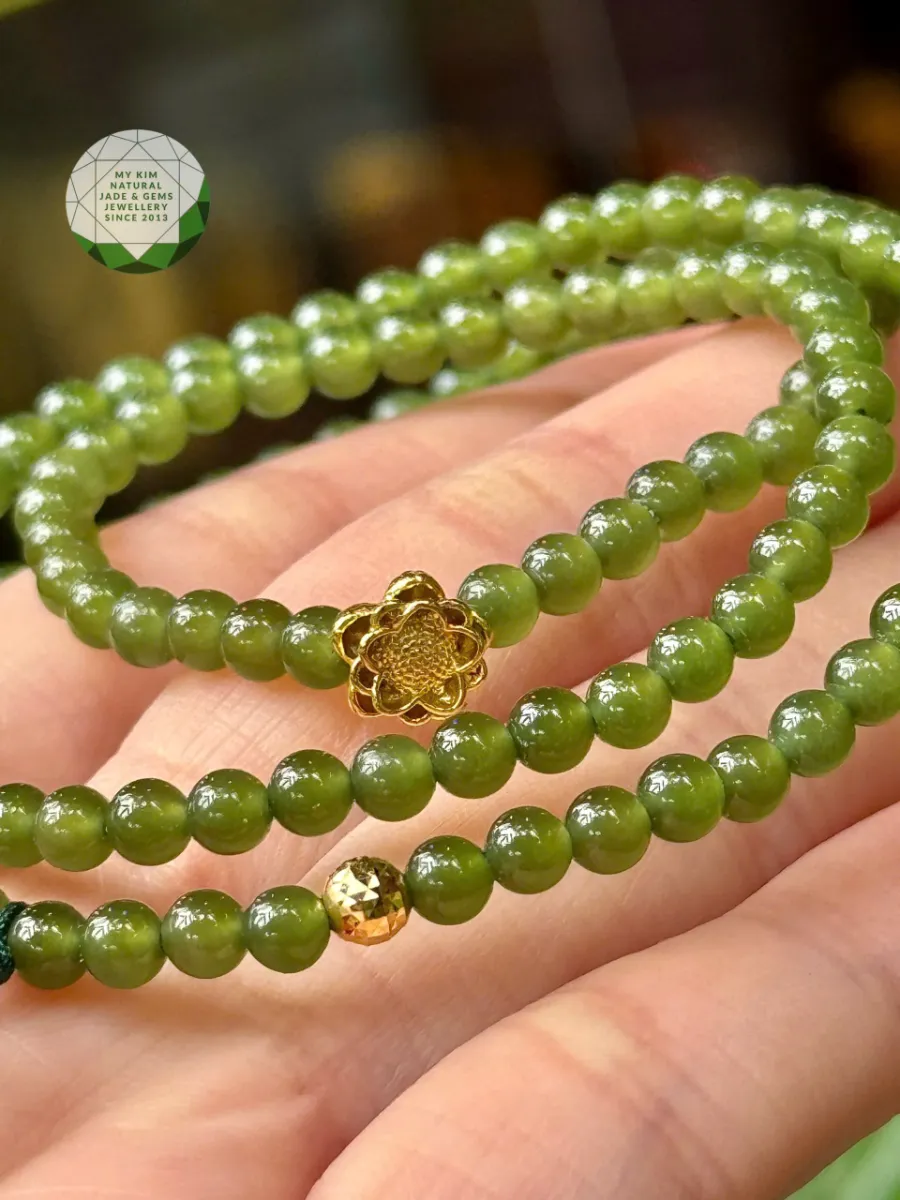 Vòng Tay Ngọc Bích Nephrite Mix Đồng Điếu • 🍀 Charm Vàng 10k • Trang Sức Phong Thủy Tài Lộc & Bình An