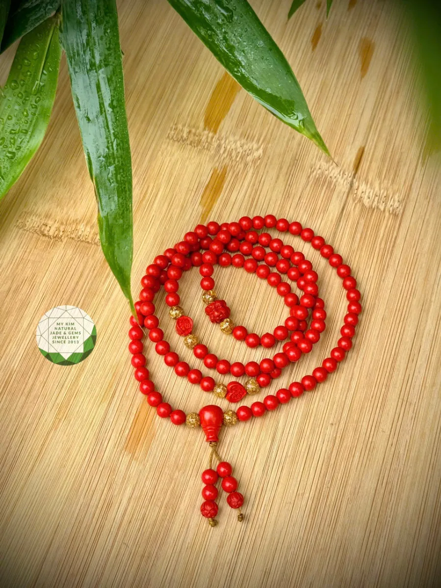 Vòng Tay Chusa 4 Vòng Quấn – Charm Hoa Sen, Trái Tim, Đèn Lồng – Phối Đá Cám Vàng & Dây Rua Mềm