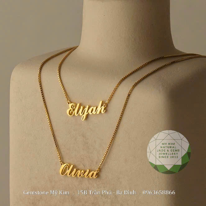 Dây chuyền bảng tên chữ cái - Vàng 10k - 14k - 18k