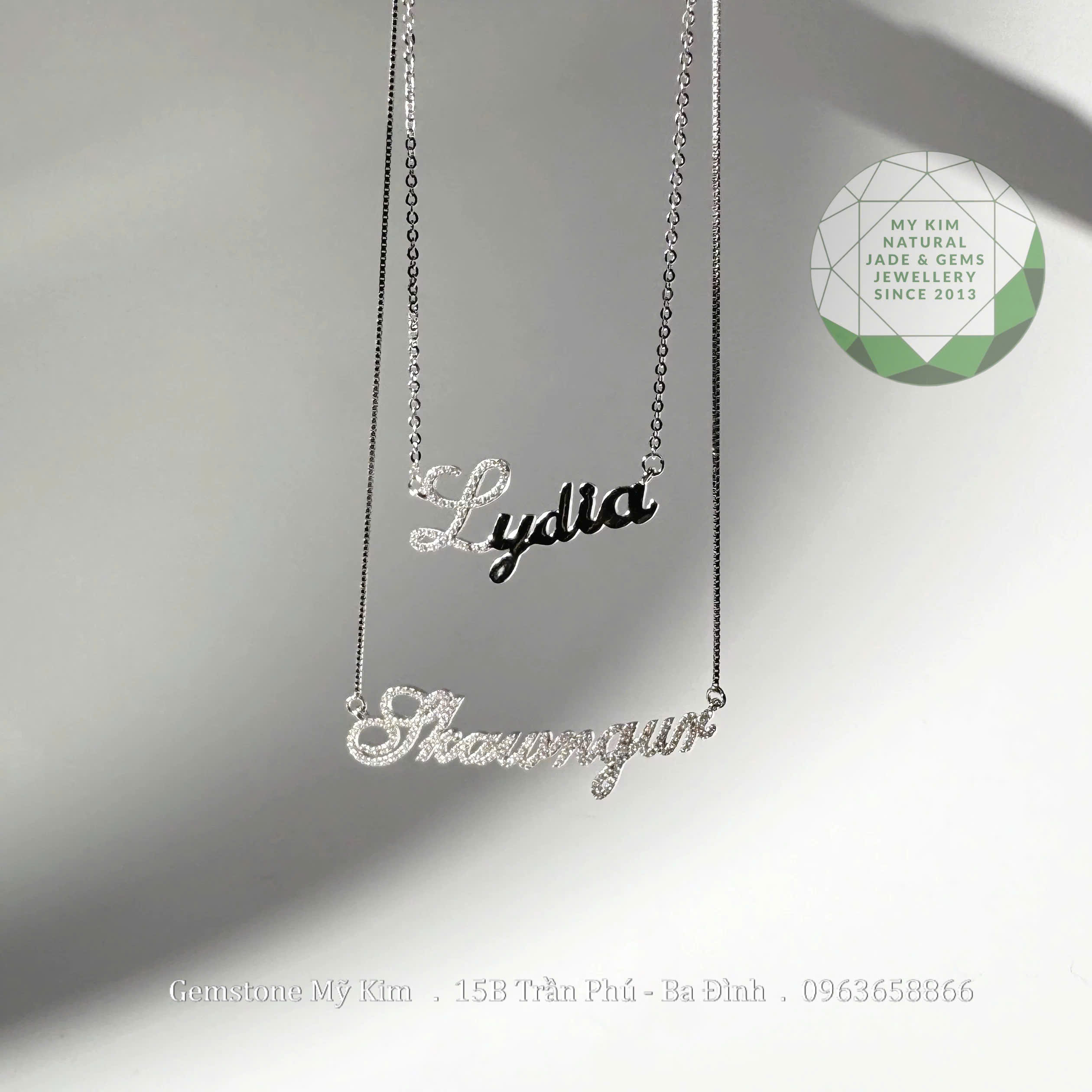 Dây Chuyền Bảng Tên Chữ Cái Đính Đá - Vàng 10k - 14k - 18k
