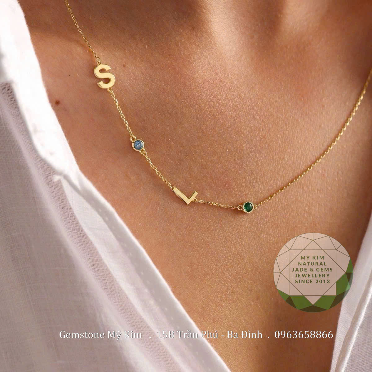 Dây Chuyền Chữ Cái liền mặt - Vàng 10k - 14k - 18k