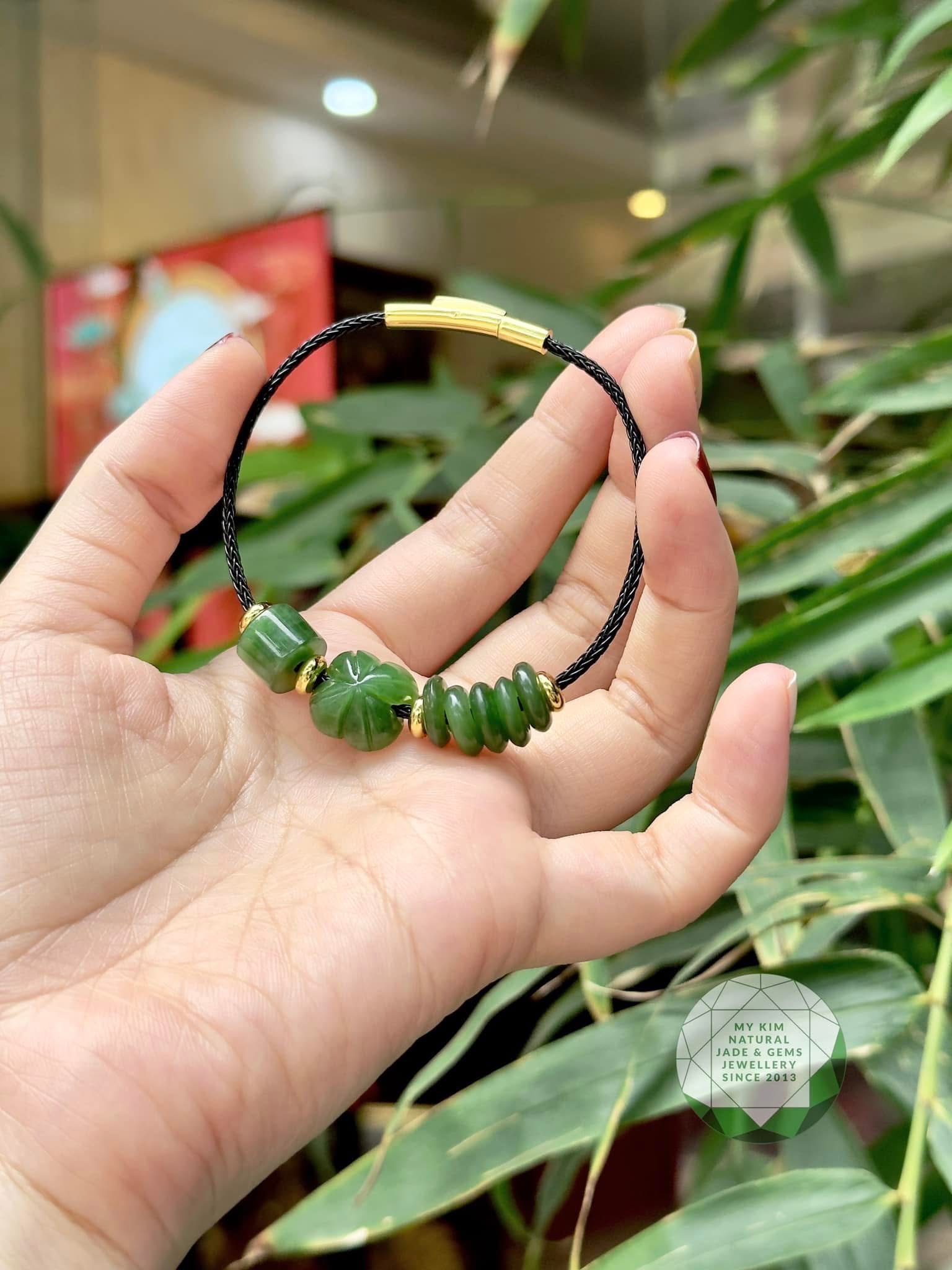 Vòng Dây Thép Mix Ngọc Bích Lu Thống • 🍀 Cỏ Bốn Lá & Ngũ Điếu • Trang Sức Phong Thủy Tài Lộc & Bình An