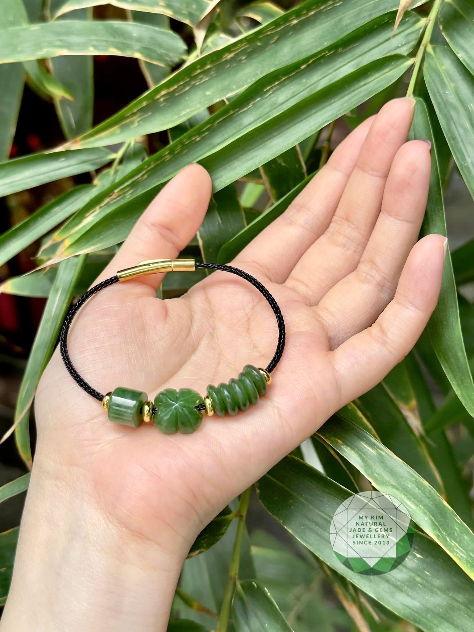 Vòng Dây Thép Mix Ngọc Bích Lu Thống • 🍀 Cỏ Bốn Lá & Ngũ Điếu • Trang Sức Phong Thủy Tài Lộc & Bình An