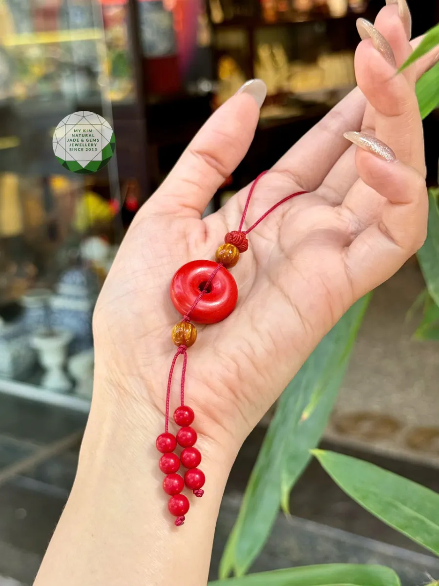 Dây Treo Chusa Mix Mã Não & Thạch Anh – Charm Đồng Điếu, Đĩnh Vàng, Khóa Trường Mệnh