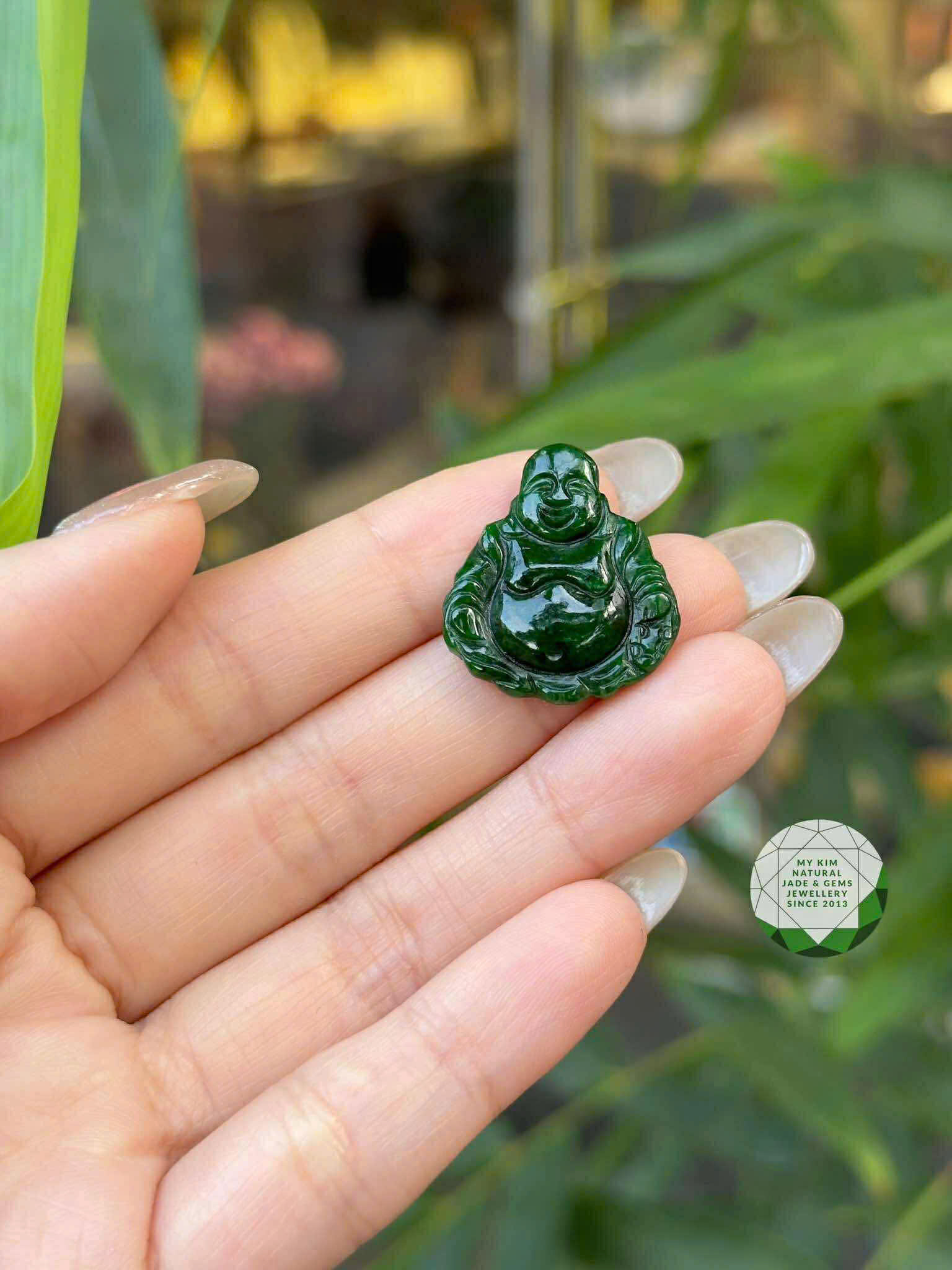 Mặt Phật Di Lặc Ngọc Phỉ Thúy Xanh - Jadeite
