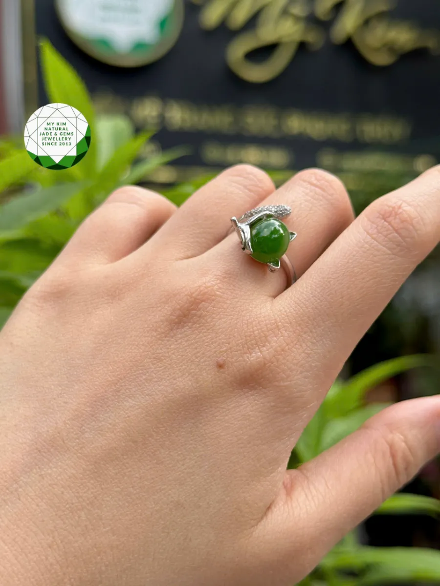 Nhẫn Hồ Ly Ngọc Bích Bạc si vàng trắng cao cấp - Bản Lĩnh & Quyến Rũ Từ Bên Trong