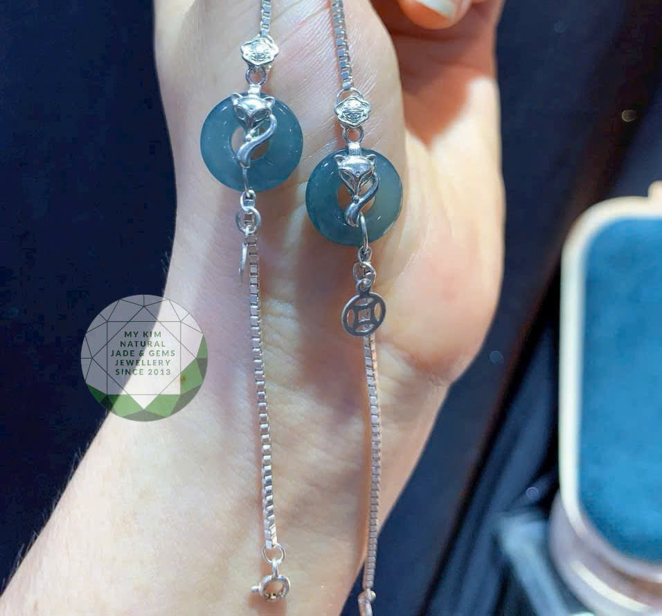 Lắc Tay Đồng Điếu Bạc 925 – Lam Ngọc Mix Hồ Ly, Kim Tiền & Gậy Như Ý