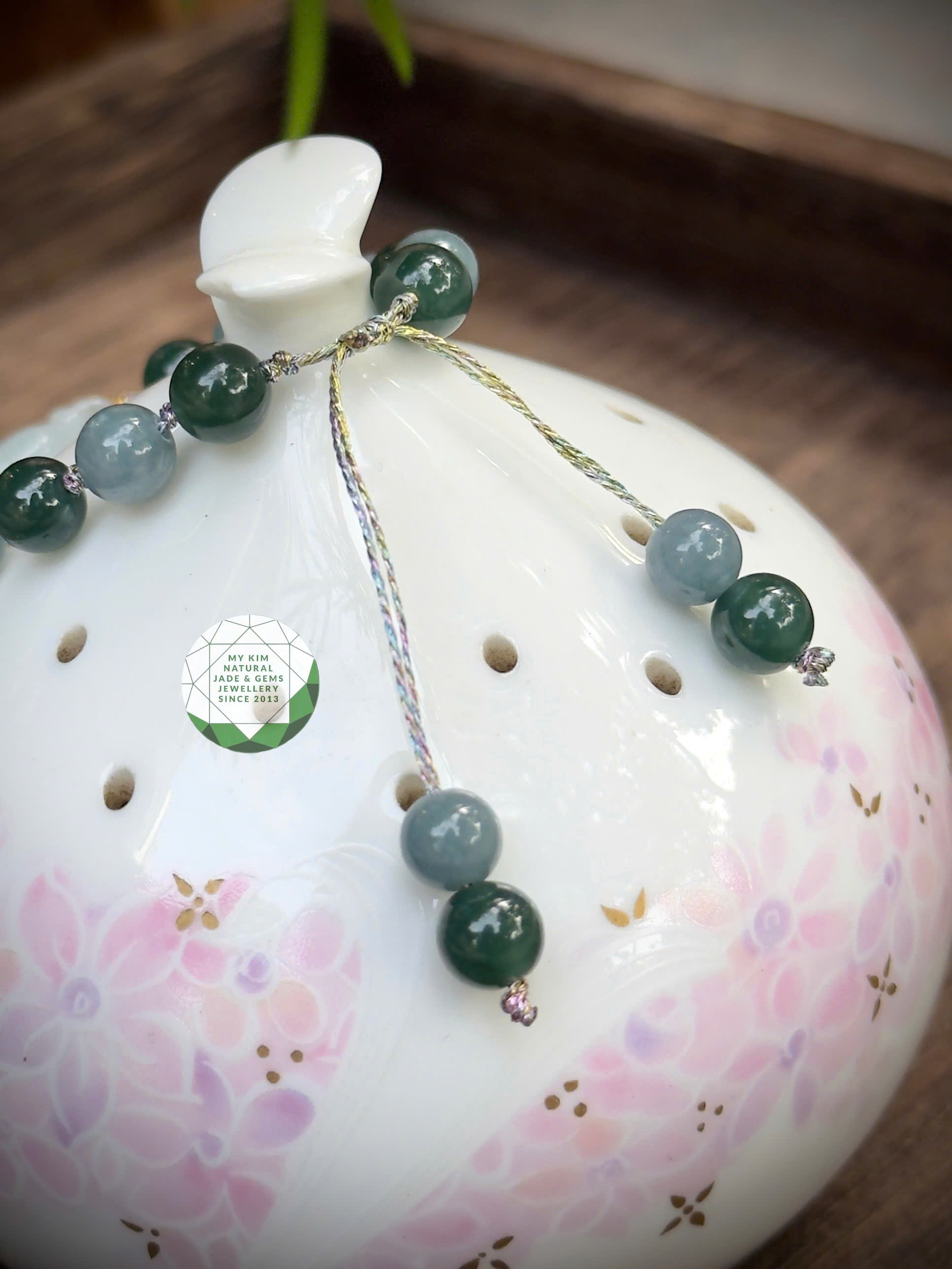 ✨ Dây Tết Ngọc Phỉ Thúy - Khánh Quả Đậu Băng Ngọc - Charm Sen Vàng