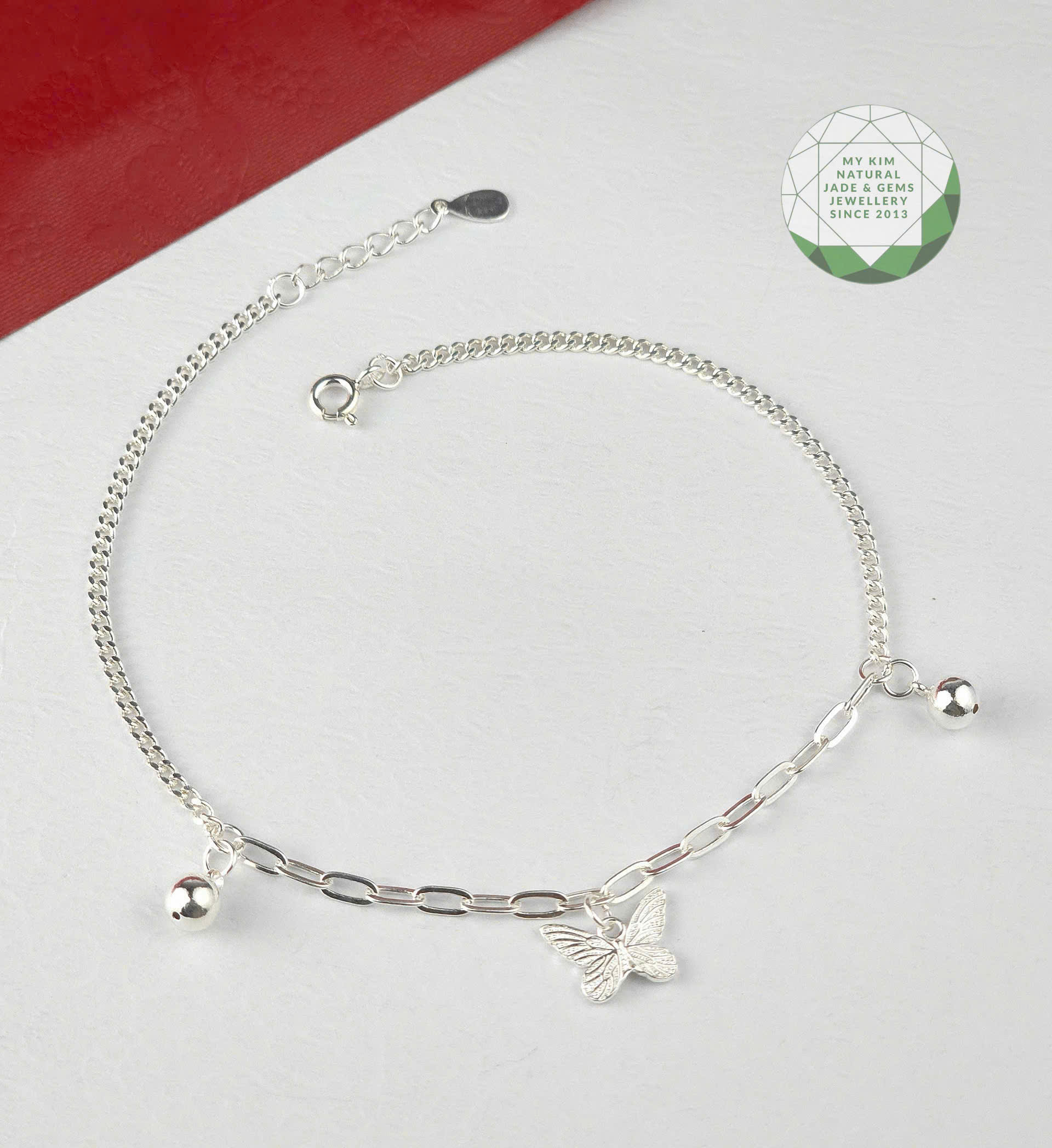 BST Lắc Chân Bạc 925 Cao Cấp – Dây Xích Mix Charm Trăng, Sao, Bướm, Hồ Ly