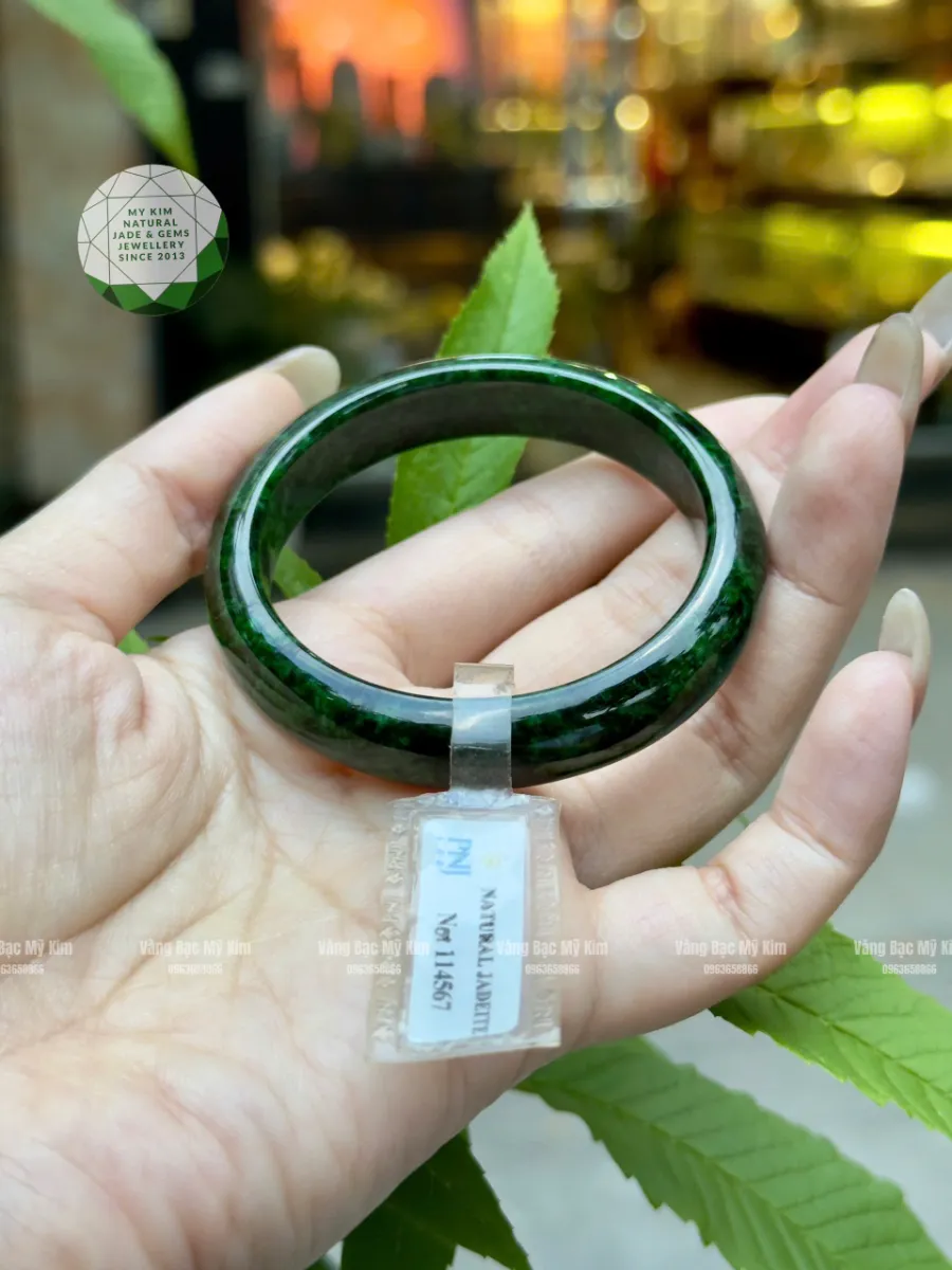 Vòng Ngọc Phỉ Thúy vip - Bản Hẹ - Kèm Kiểm Định Ngọc