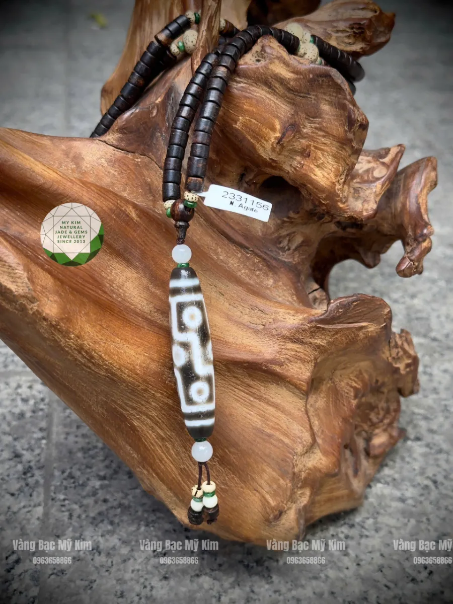 🌿 DÂY CHUYỀN TRẦM HƯƠNG ĐỐT TRÚC – MIX HẠT BỒ ĐỀ, ĐÁ DZI TÂY TẠNG & JADE DẸT