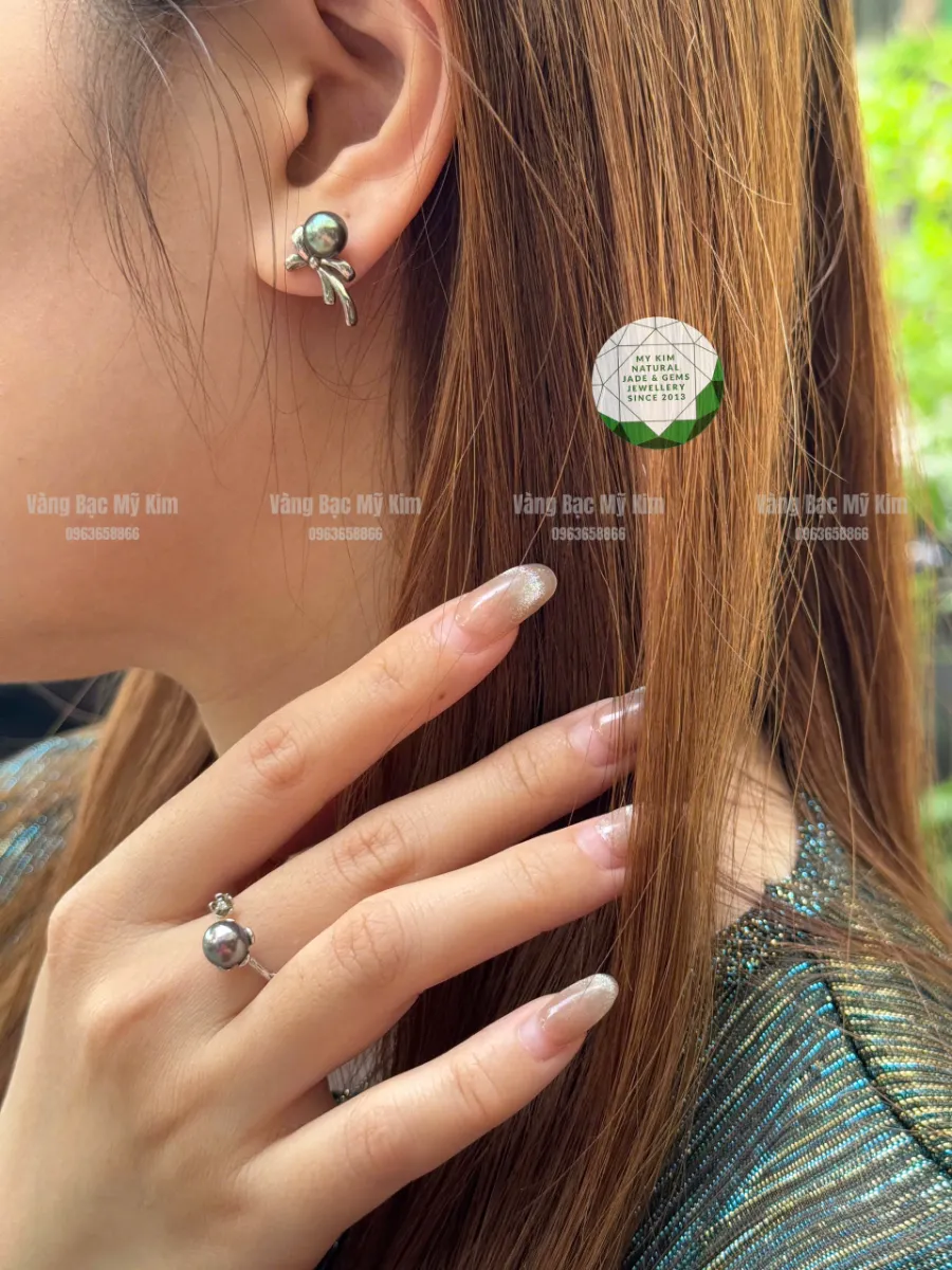 Bộ Trang Sức Ngọc Trai Mặn Akoya Đen – Sang Trọng & Thanh Lịch