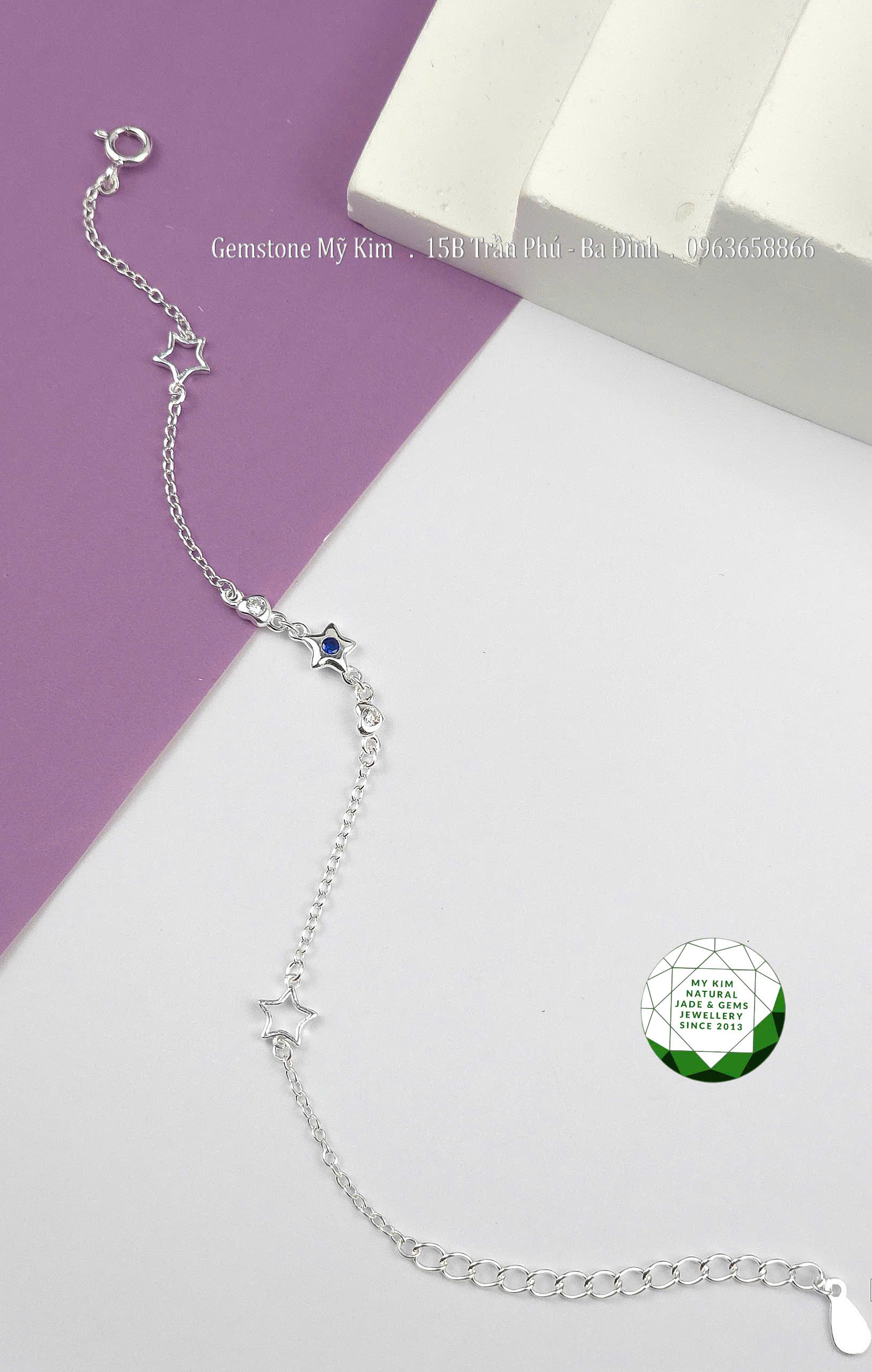 Lắc Tay Bạc 925 Ba Ngôi Sao – Thiết Kế Xích Mảnh, Điểm Sao Đan Xen Tinh Tế
