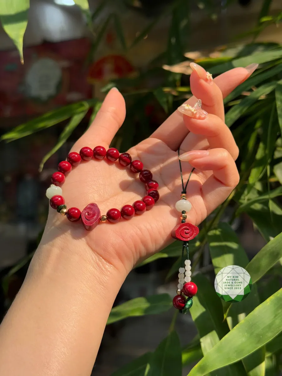 Set Vòng Tay Chusa & Dây Treo Ngọc Phỉ Thúy | Kết Dây Dù Xanh – Mix Bí Ngô & Đồng Điếu – Biểu Tượng Sung Túc Dịu Dàng
