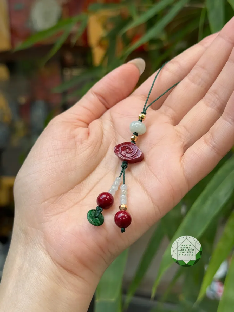 Set Vòng Tay Chusa & Dây Treo Ngọc Phỉ Thúy | Kết Dây Dù Xanh – Mix Bí Ngô & Đồng Điếu – Biểu Tượng Sung Túc Dịu Dàng